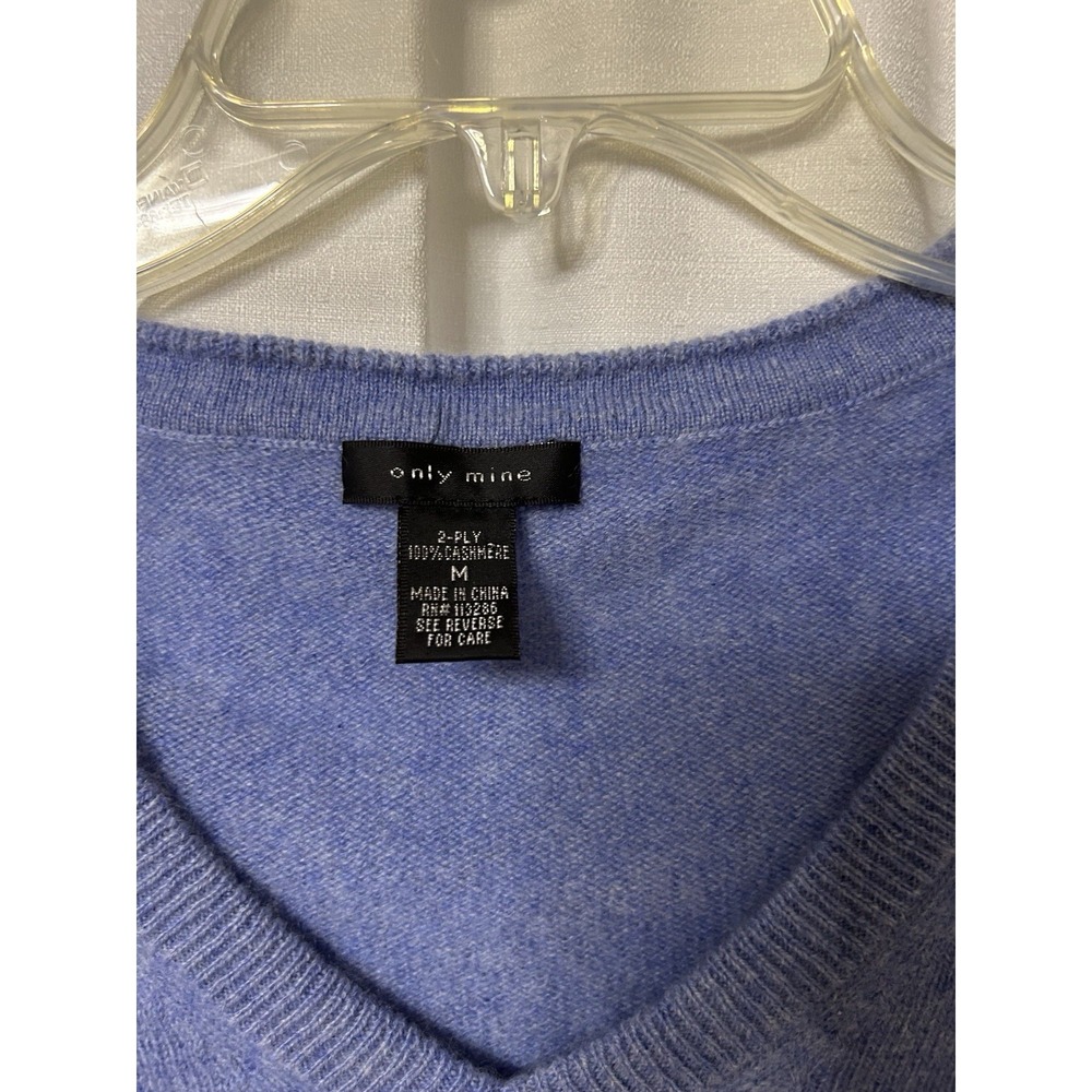 Only Mine Cashmere Sweater V-Neck Long Sleeve Blue, Size M - Picture 3 of 4